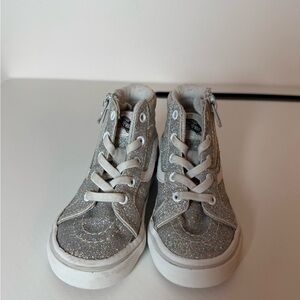 Silver Vans Glitter High-Top Sneakers‎ girls